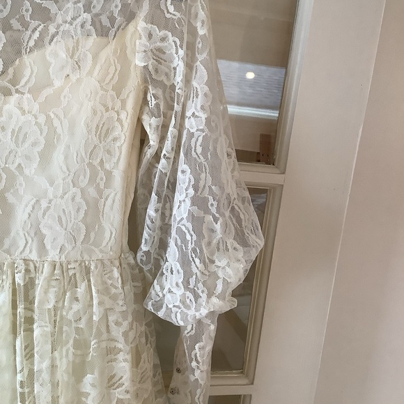 Vintage 1950’s Warm Ivory Chantilly Lace Wedding Gown Dress Prairie Cottagecore - Picture 6 of 16